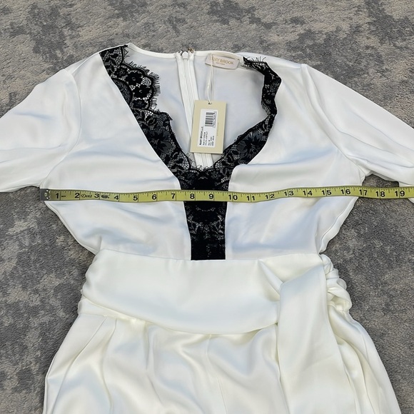 NWT Ramy Brook Helen Long Sleeve Lace Jumpsuit In Ivory Satin Sz 00 - Picture 10 of 14